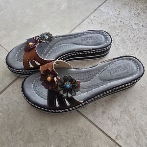 L'Artiste by Spring Step Laga Leather Slide Sandal SZ 8.5